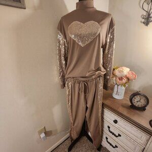 Chic and Cozy Sequin-Embellished Tracksuit